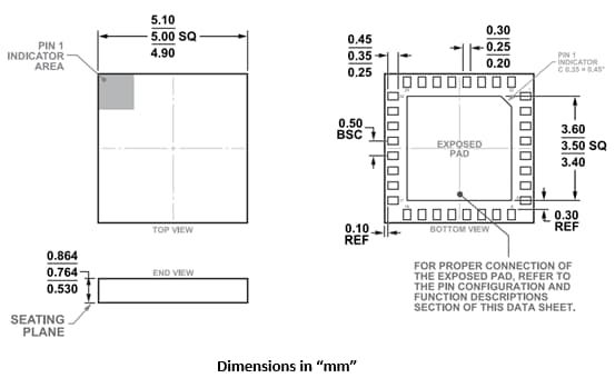机械图纸 - Analog Devices Inc. ADL6337射频放大器